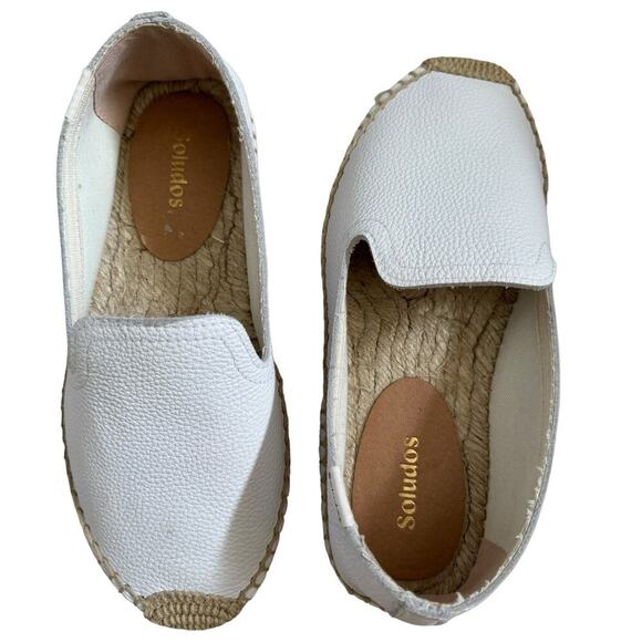 Soludos Upper White Leather Espadrilles Size 6 - Picture 4 of 11